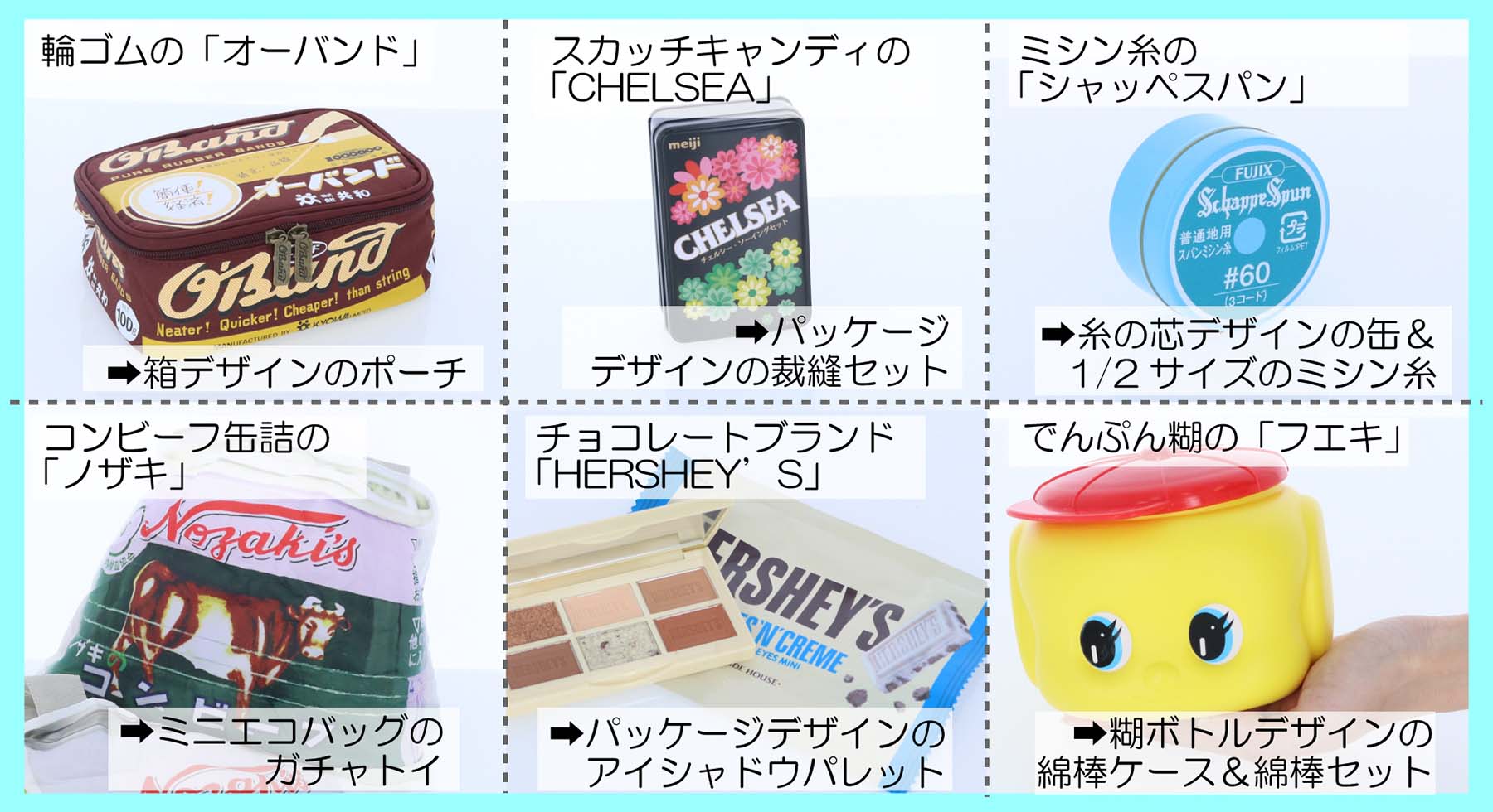 オーバンド、宝島社、雑誌付録、シャッペスパン、コンビーフ、HERSHEY'S、エチュードハウス、CHELSEA、チェルシー、裁縫箱、でんぷん糊、フエキくん、オリジナルグッズ,グッズ企画,グッズ製作